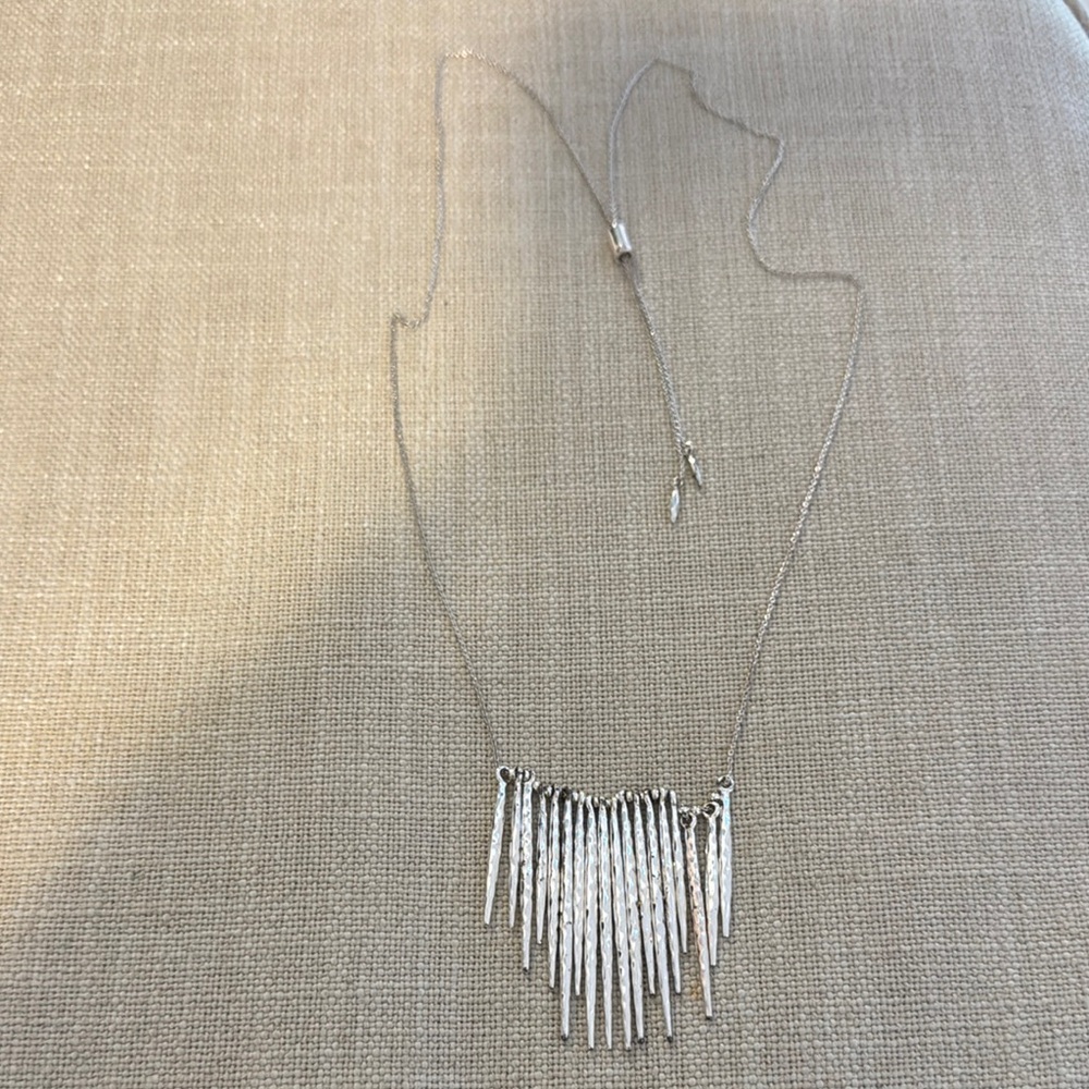 Stella & Dot Silver Geometric Fringe Necklace